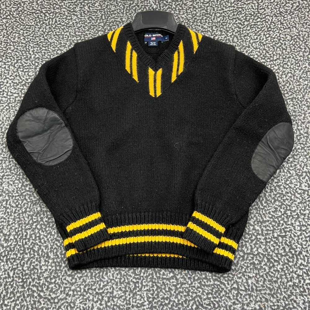 Vintage Polo Ralph Lauren Sweater Men Medium Black Pullover Long Sleeve Wool M